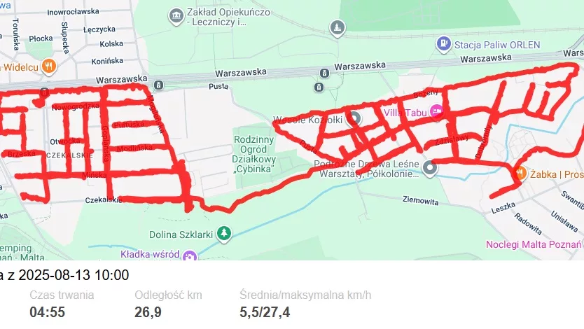 Kolportaż ulotek Poznań - raporty GPS